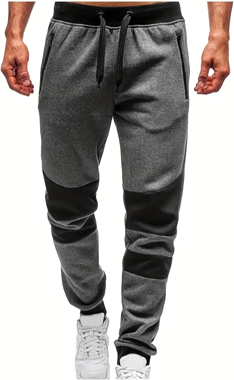 Aymnlox Mens Casual Joggers Pants Slim Fit Trendy Hiking Sweatpants Stretch Waist Drawstring Solid Fall Outdoor Trousers