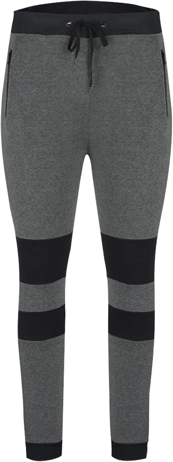 Aymnlox Mens Casual Joggers Pants Slim Fit Trendy Hiking Sweatpants Stretch Waist Drawstring Solid Fall Outdoor Trousers