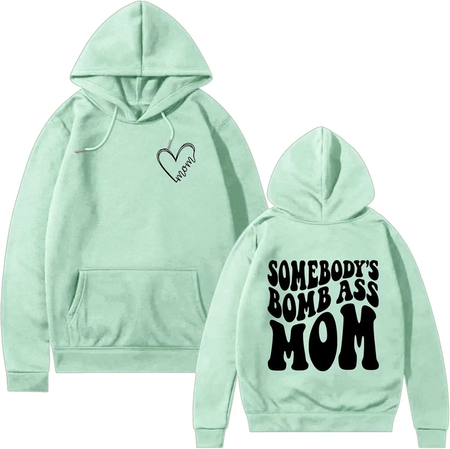 BOYRMSLGY Mama Hoodies for Women Somebody's Bomb Ass Mom Sweatshirt Funny Letter Print Drawstring Pullover Top with Pocket