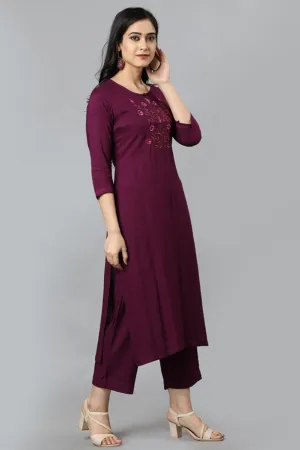 Burgundy Angoori Embroidered Kurta Pants Set