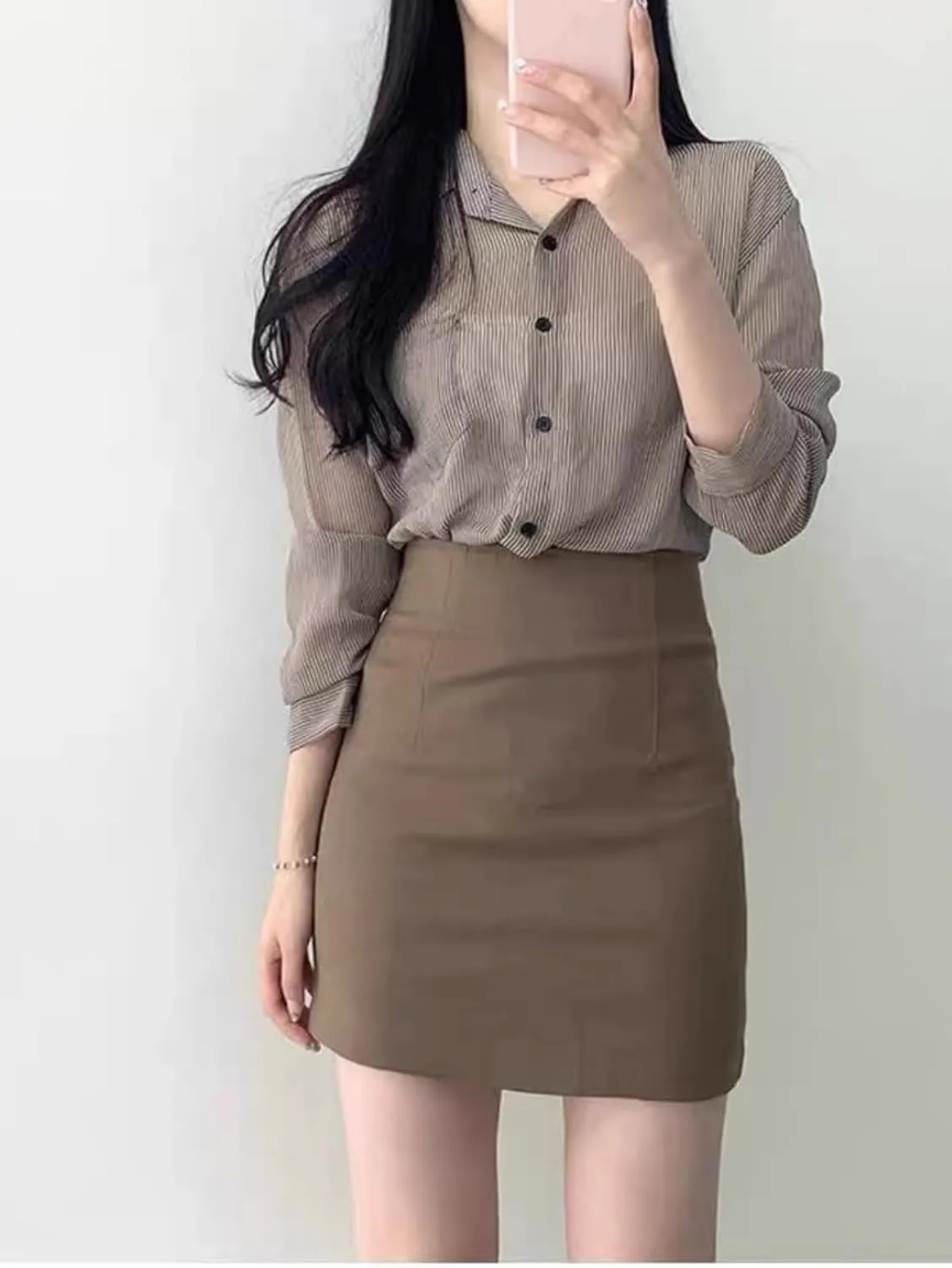 Casual Women's High-Waisted Skirt Slim Spring and Summer Bustle Skirt