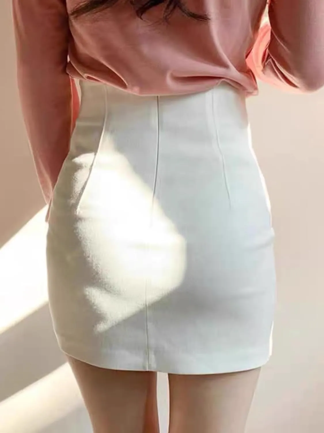 Casual Women's High-Waisted Skirt Slim Spring and Summer Bustle Skirt