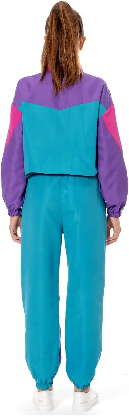 Color Block Track Suit Set 80s Long Sleeve Windbreaker 90s Track Outfit Casual Sweatsuits Women