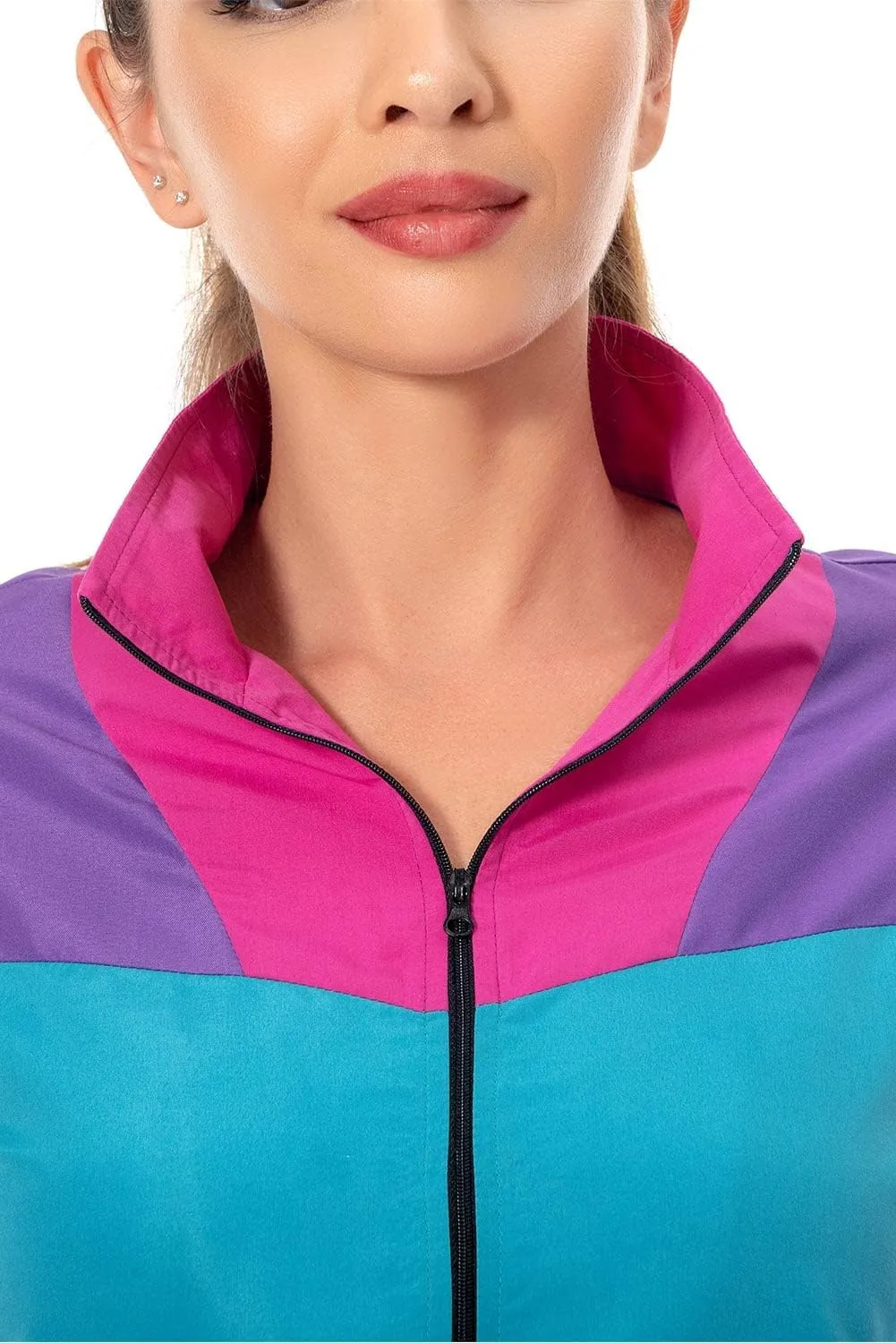 Color Block Track Suit Set 80s Long Sleeve Windbreaker 90s Track Outfit Casual Sweatsuits Women
