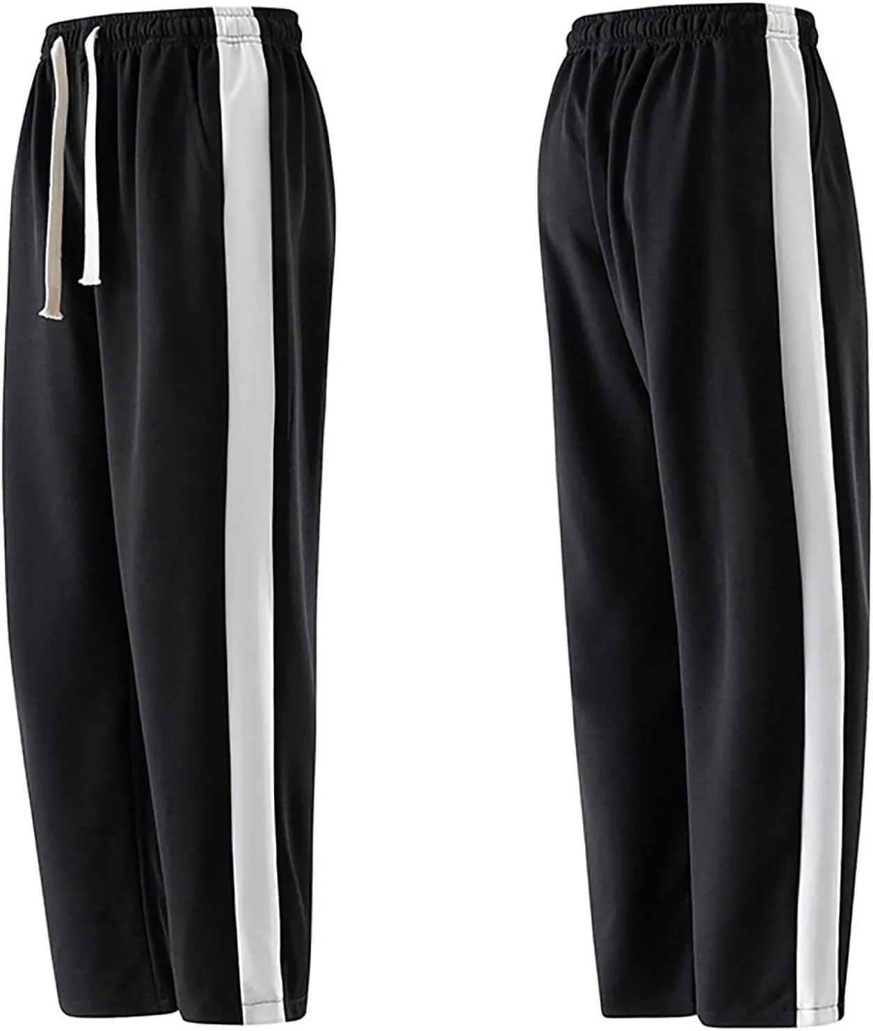 Finelylove Mens Pants Silk Casual Pants Ealstic Waist Drawstring Lounge Pants Wide Leg Baggy Pants Color Block Trousers