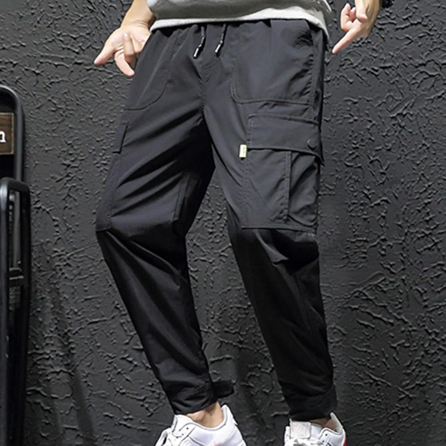Men Trail Hiking Pants Drawstring Cargo Pants Trekking Pants Ripstop Tactical Pants Plus Size Commuter Pants