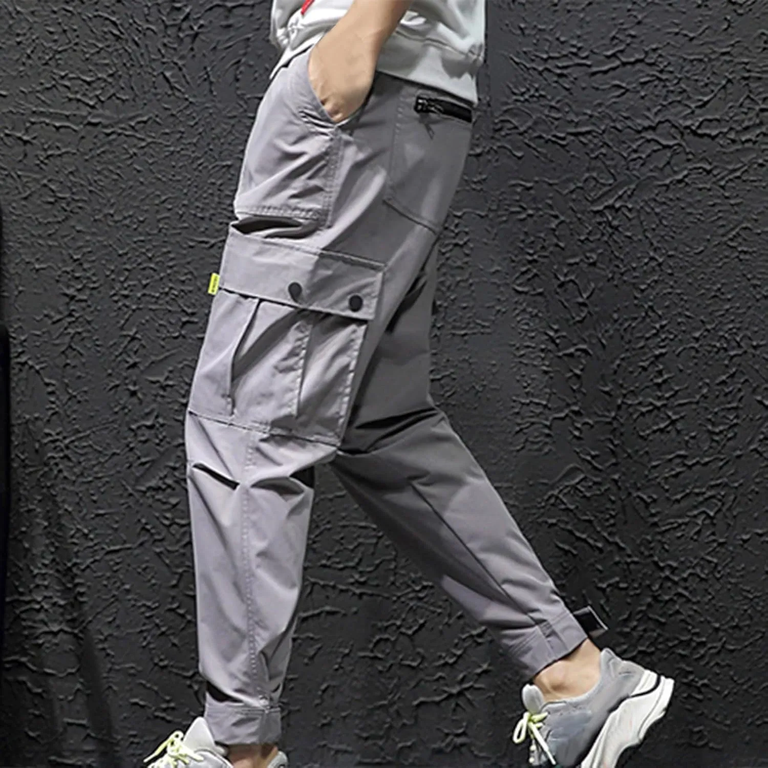 Men Trail Hiking Pants Drawstring Cargo Pants Trekking Pants Ripstop Tactical Pants Plus Size Commuter Pants