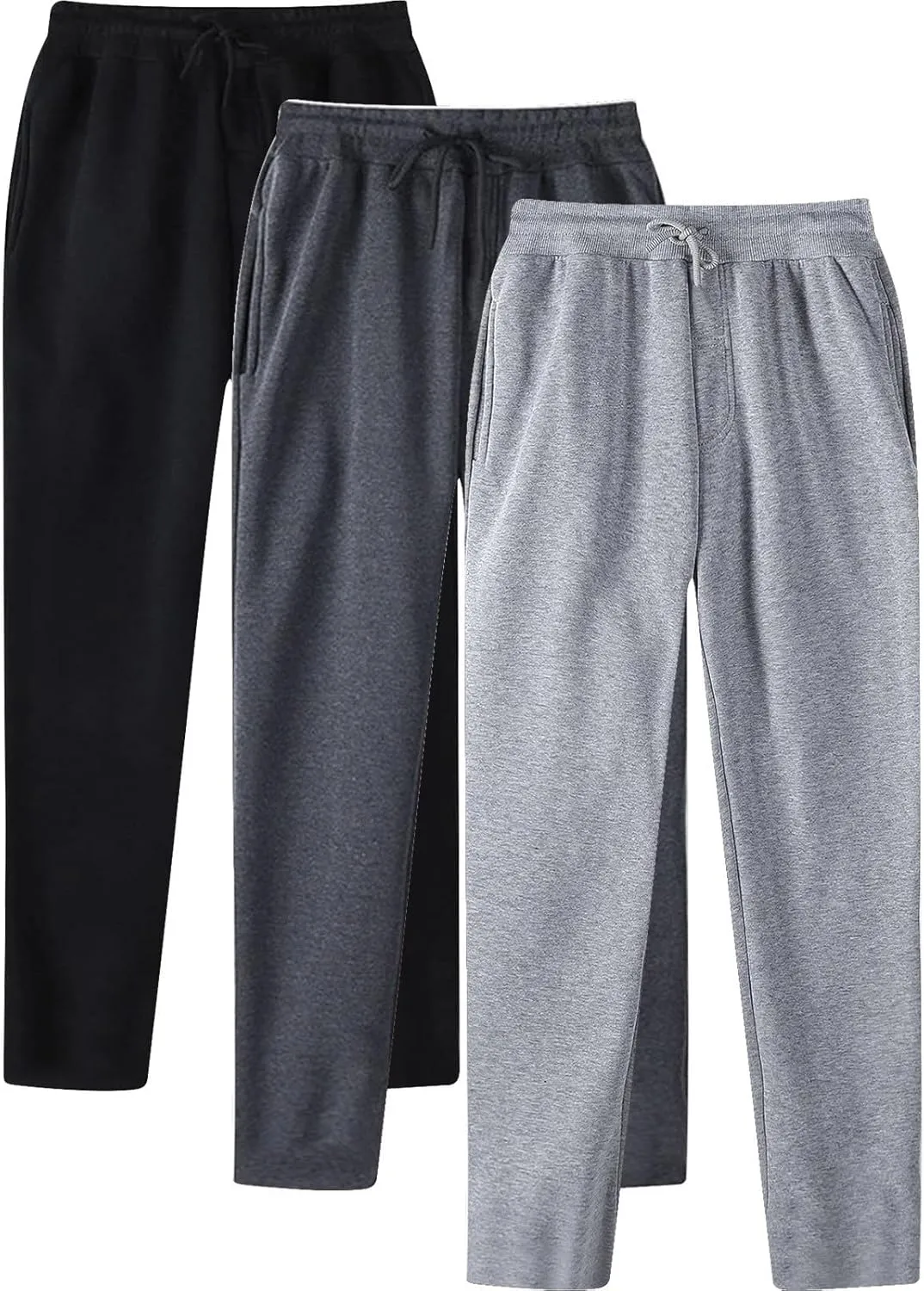 Men's 3PC Stretch Cargo Pants, Lightweight Comfy Cargo Pants, Fleece Sweatpants High Stretch Multi-Pocket Cargo Pants