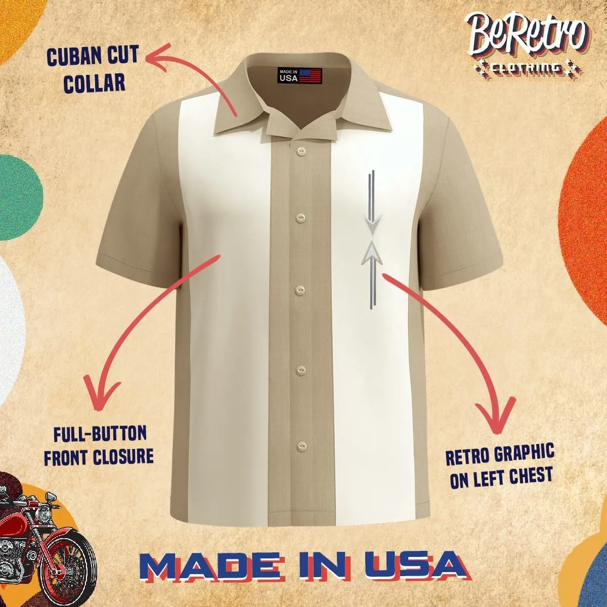 Mens Camp Shirt, Vintage Cuban Style Bowling Shirt ~ Tom Collins ~ Guayabera Dress Shirt Style