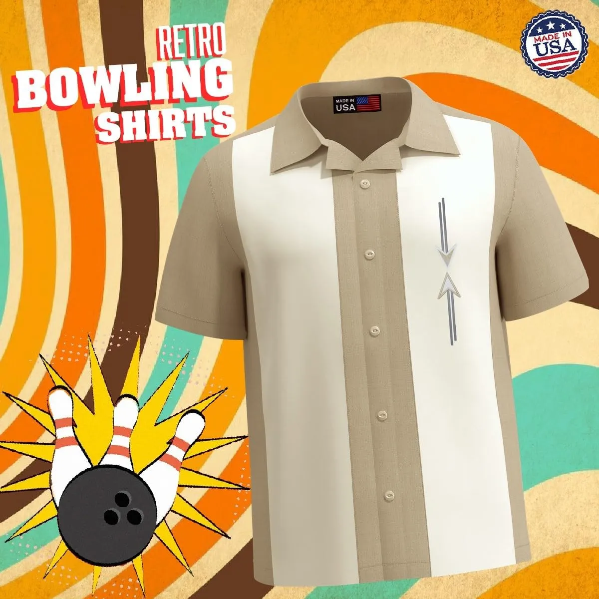 Mens Camp Shirt, Vintage Cuban Style Bowling Shirt ~ Tom Collins ~ Guayabera Dress Shirt Style