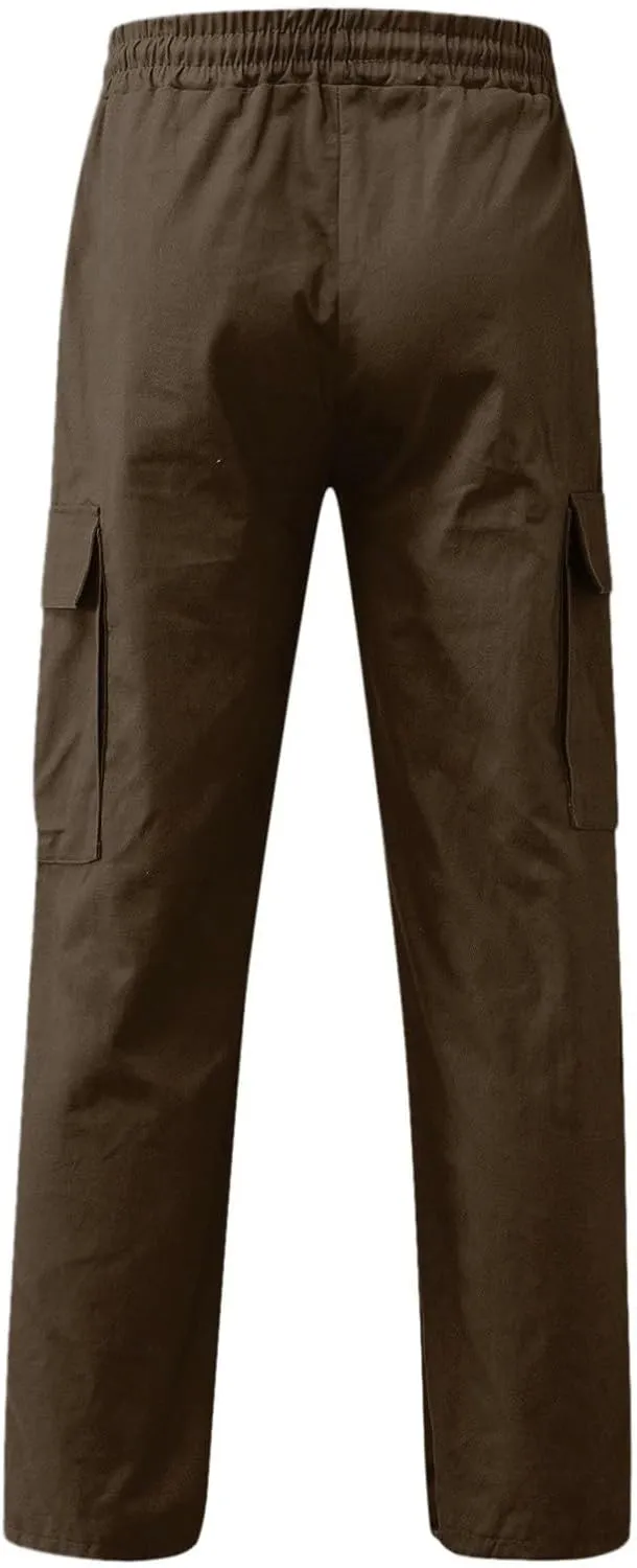 Mens Causal Cargo Pants Sports Pants Trousers Hiking Joggers Loose Fit Classic Comfy Soft Pants with Multi-Pocket