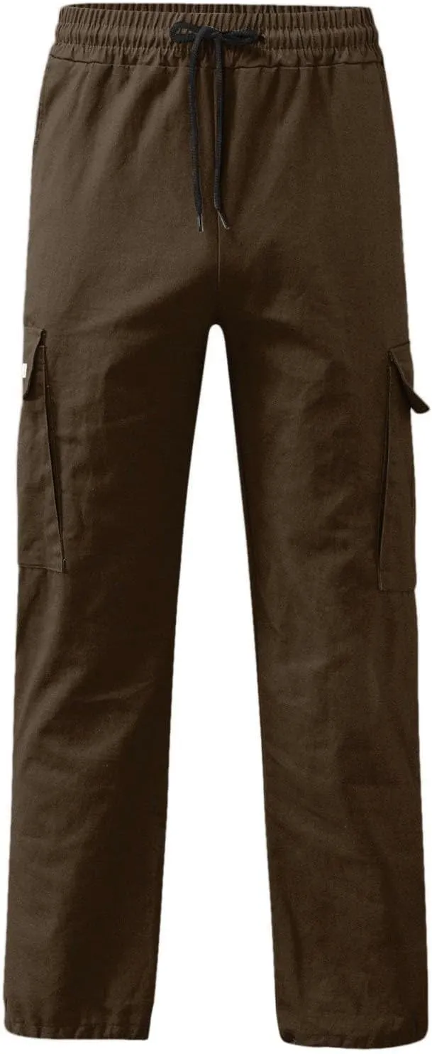 Mens Causal Cargo Pants Sports Pants Trousers Hiking Joggers Loose Fit Classic Comfy Soft Pants with Multi-Pocket