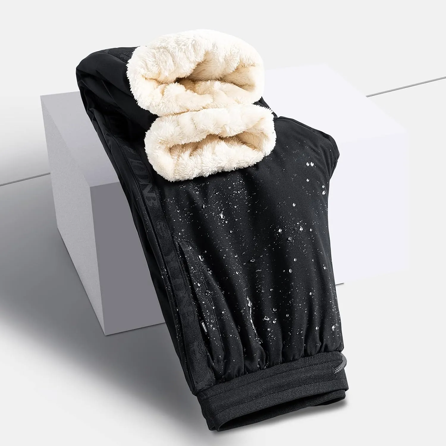 Mens Jogger Pants Drawstring Elastic Waist Solid Plush Thickened Sport Pant Casual Loose Fitness Sport Sweatpants