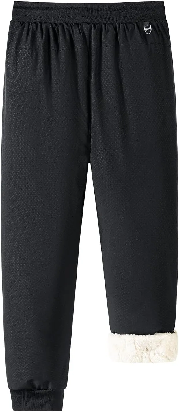 Mens Jogger Pants Drawstring Elastic Waist Solid Plush Thickened Sport Pant Casual Loose Fitness Sport Sweatpants