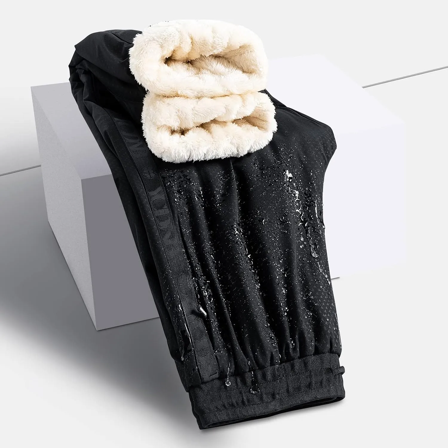 Mens Jogger Pants Drawstring Elastic Waist Solid Plush Thickened Sport Pant Casual Loose Fitness Sport Sweatpants