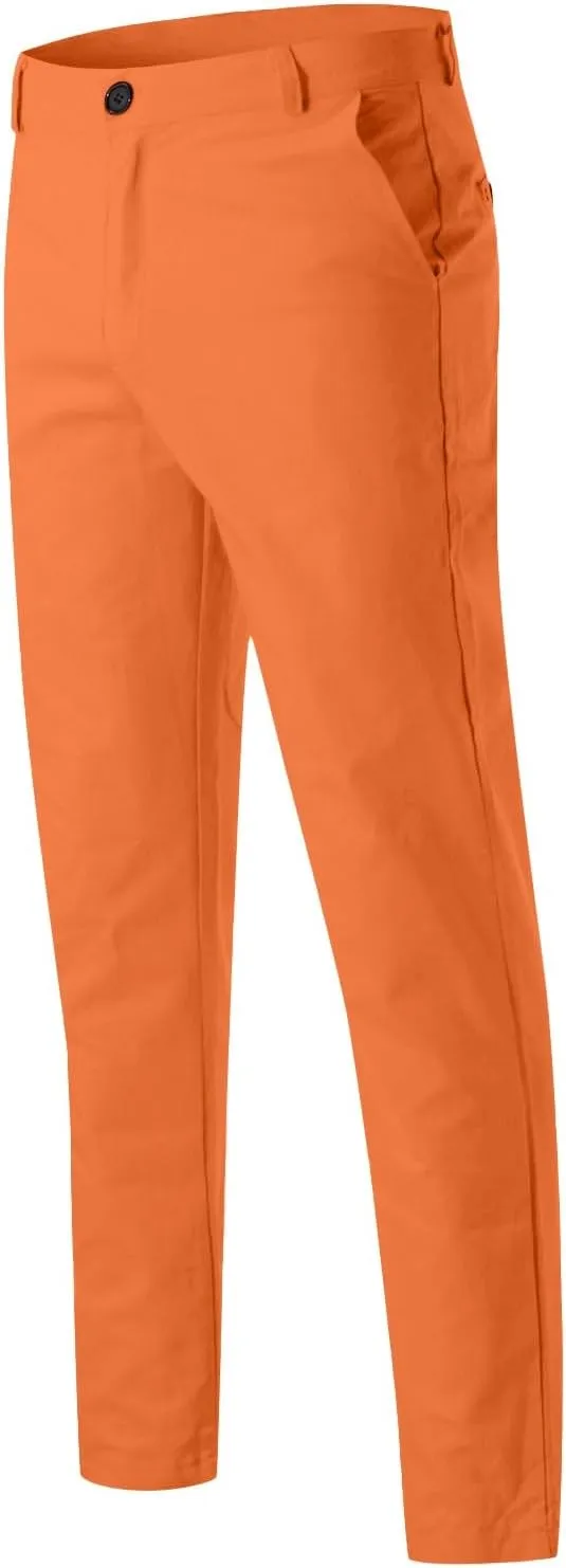 Men's Skinny Fit Dress Pants Flat Front Casual Smart Trousers Trendy Business Work Chino Pants with Pockets Plus Size