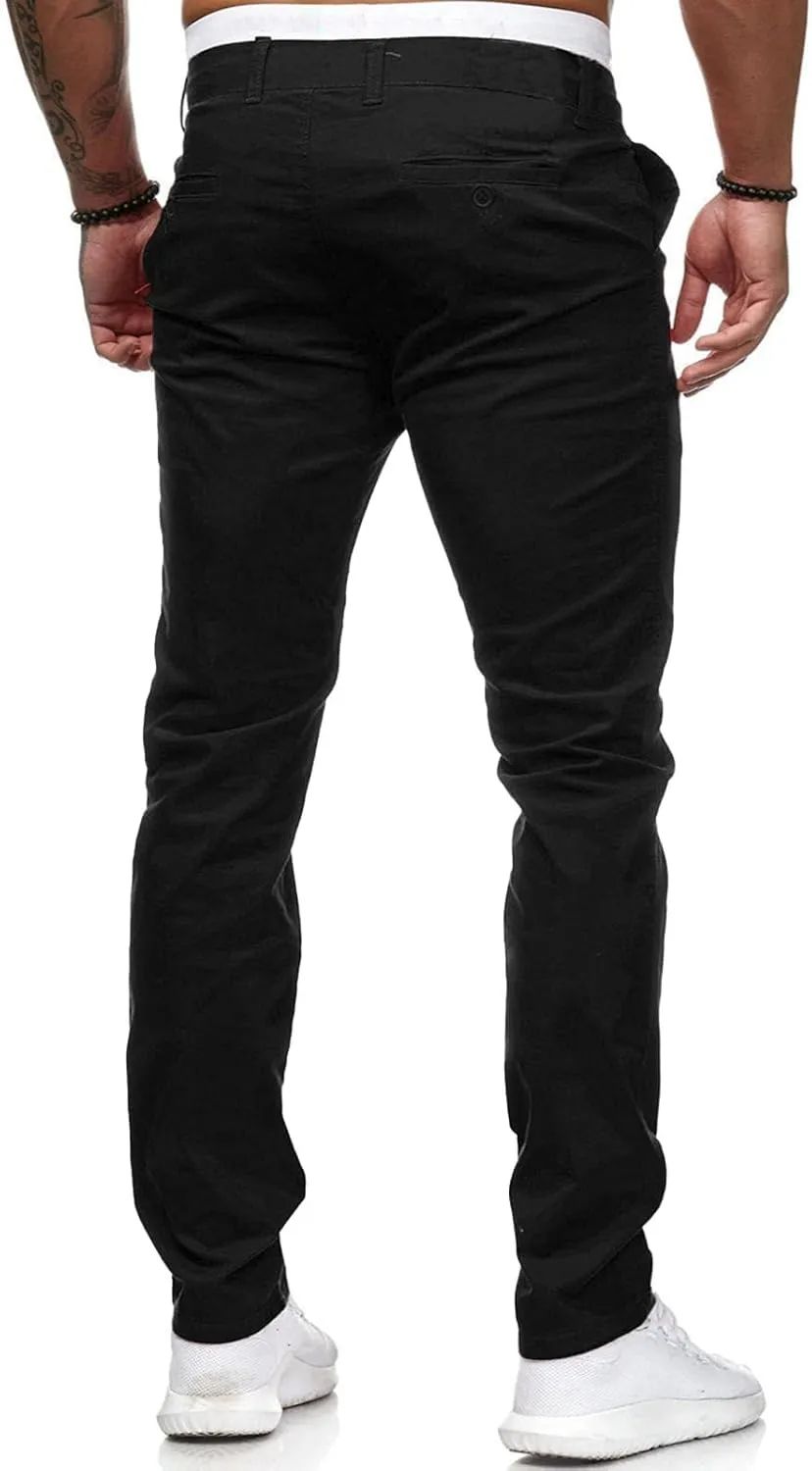 Men's Skinny Fit Dress Pants Flat Front Casual Smart Trousers Trendy Business Work Chino Pants with Pockets Plus Size