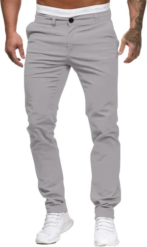 Men's Skinny Fit Dress Pants Flat Front Casual Smart Trousers Trendy Business Work Chino Pants with Pockets Plus Size