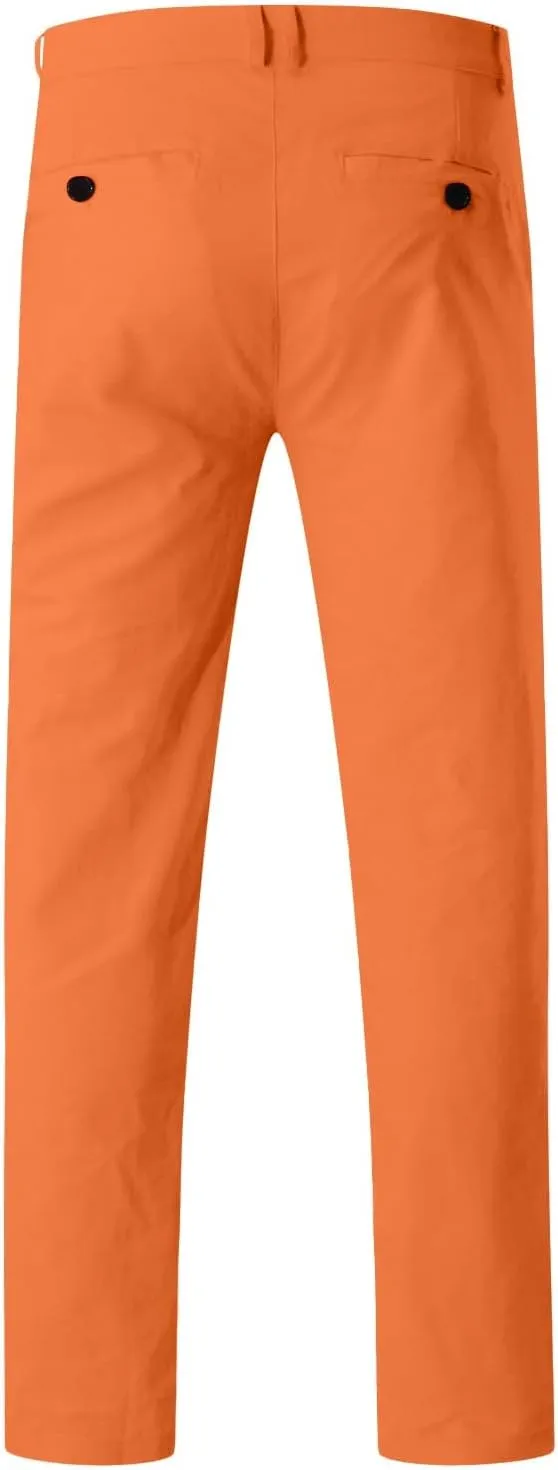 Men's Skinny Fit Dress Pants Flat Front Casual Smart Trousers Trendy Business Work Chino Pants with Pockets Plus Size