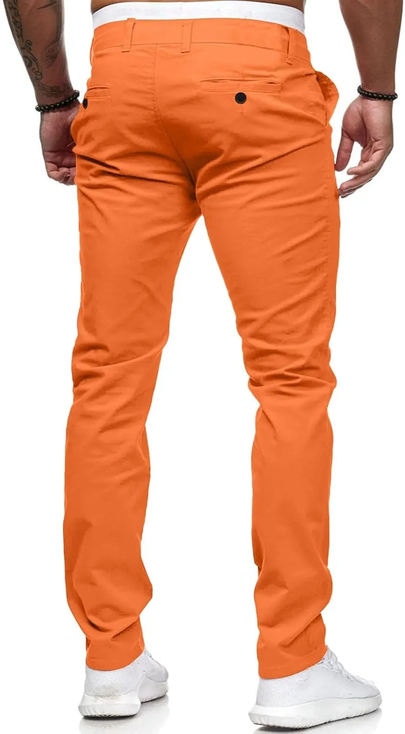 Men's Skinny Fit Dress Pants Flat Front Casual Smart Trousers Trendy Business Work Chino Pants with Pockets Plus Size
