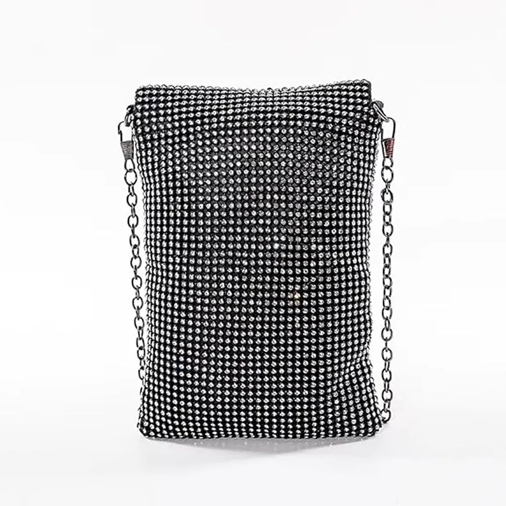 Rhinestone Crossbody Cell Phone Purse Wallet Clutch Crystal Evening Handbags Bling Shoulder Smart Phone Bag