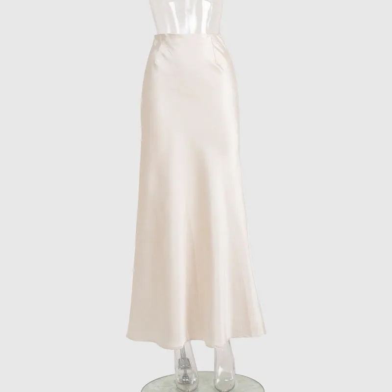 Satin High Waist Sheath Mopping Fishtail Skirt