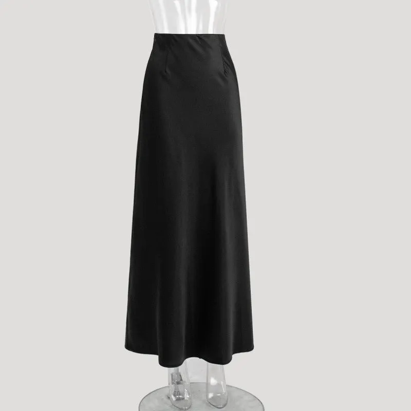 Satin High Waist Sheath Mopping Fishtail Skirt