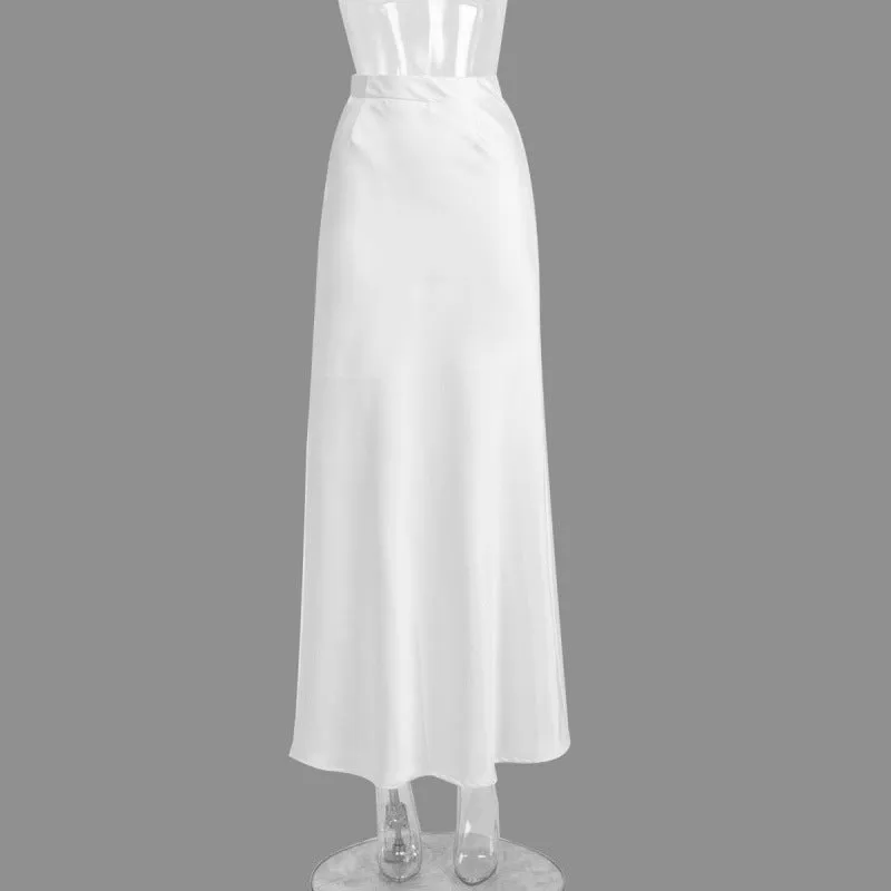 Satin High Waist Sheath Mopping Fishtail Skirt