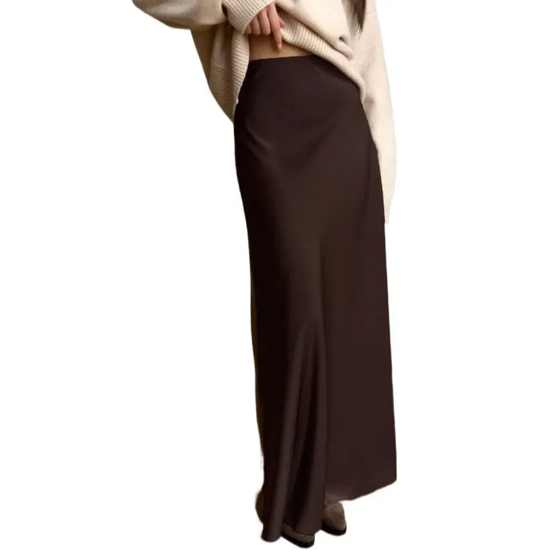 Satin High Waist Sheath Mopping Fishtail Skirt