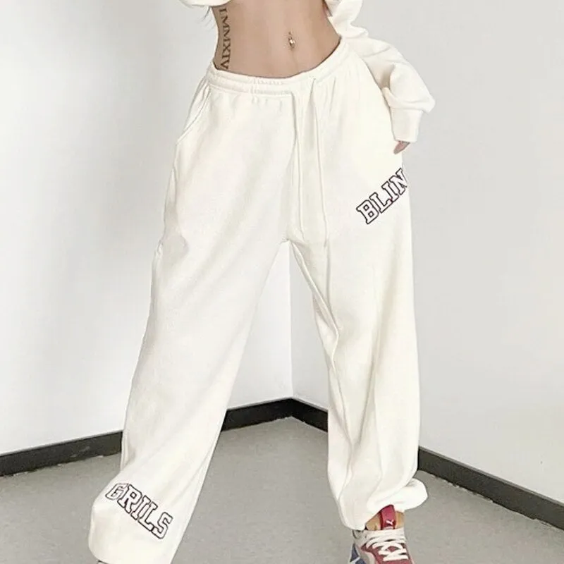 Wenkouban Y2K White Joggers Sweatpants Women Oversize Korean Streetwear Letter Print Jogging Sports Pants Harajuku Trousers Female