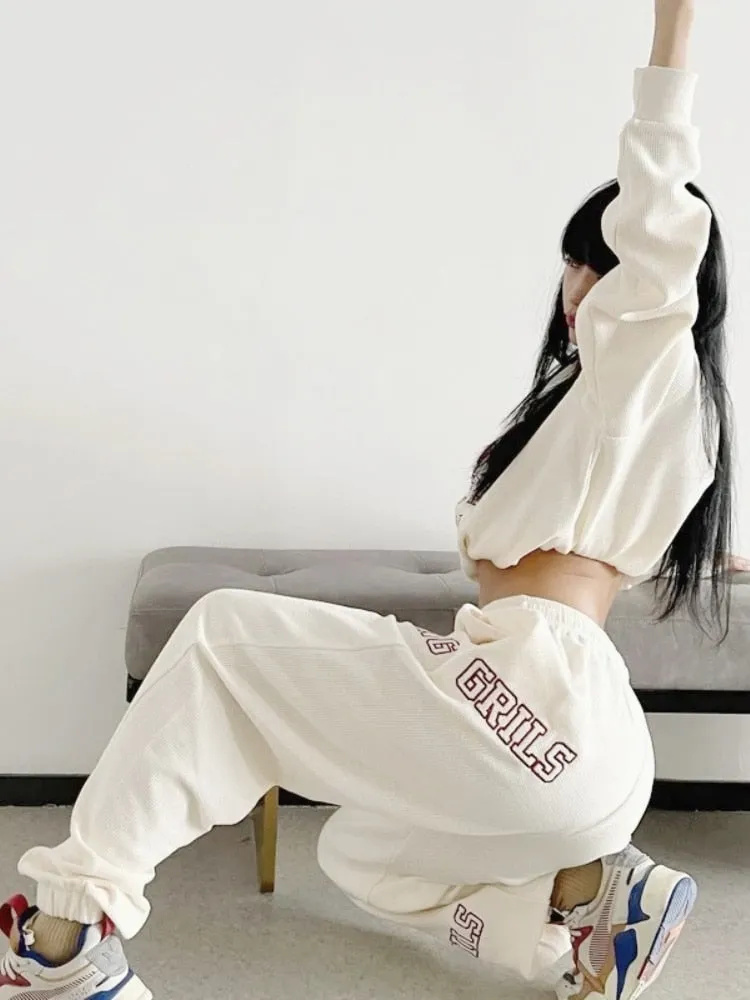Wenkouban Y2K White Joggers Sweatpants Women Oversize Korean Streetwear Letter Print Jogging Sports Pants Harajuku Trousers Female