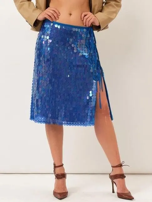 Women Y2k Sequin Long Skirt Sparkly Beaded Floral Maxi Skirt Rhinestone Glitter Midi Skirt Party Clubwear