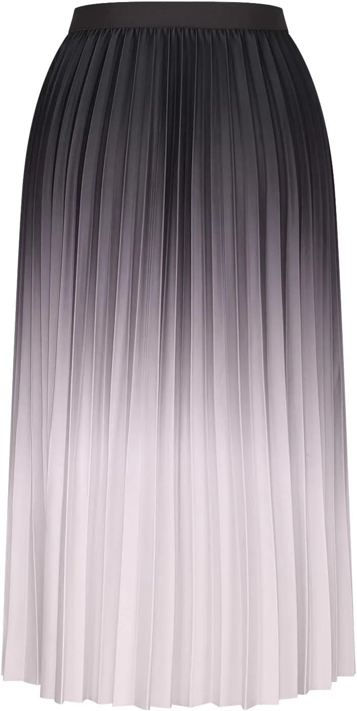 Womens Skirts midi Length Elegant Pleated Midi Skirt Fashion High Waisted Flowy Skirt Gradient Color Half Skirts
